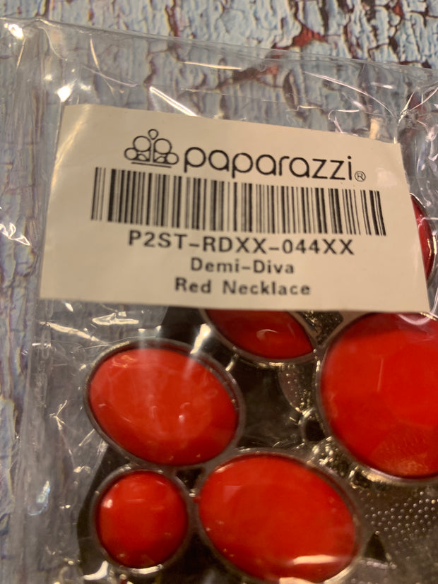 Demi-Diva Red Paparazzi Necklace Exclusive - Glitzygals5dollarbling Paparazzi Boutique 