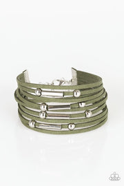 Paparazzi Back To BACKPACKER - Green Suede - Silver Beads - Bracelet - Glitzygals5dollarbling Paparazzi Boutique 