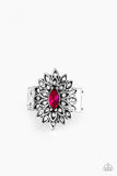 Paparazzi Blooming Fireworks - Pink Marquise Rhinestone - Silver Ring - Glitzygals5dollarbling Paparazzi Boutique 