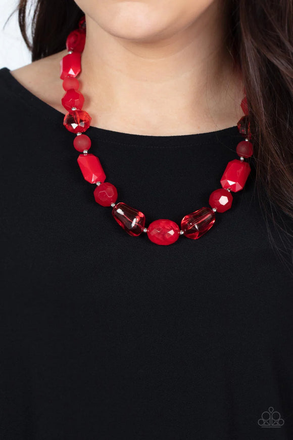 Here Today, Gondola Tomorrow Red ~ Paparazzi Necklace - Glitzygals5dollarbling Paparazzi Boutique 