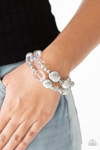 Paparazzi Downtown Dazzle - Silver - Pearls, Smoky Beads - Stretchy Bands - Bracelets - Glitzygals5dollarbling Paparazzi Boutique 