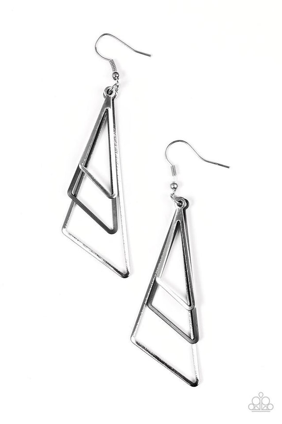 Paparazzi Geo Gorgeous Black and Silver Earrings - Glitzygals5dollarbling Paparazzi Boutique 