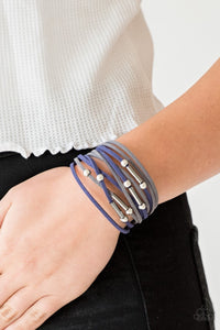 Paparazzi Back To BACKPACKER - Multi - Gray and Blue Suede - Adjustable Clasp - Bracelet - Glitzygals5dollarbling Paparazzi Boutique 