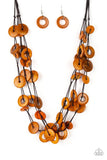 Paparazzi Wonderfully Walla Walla - Orange Wooden Necklace and matching Earrings - Glitzygals5dollarbling Paparazzi Boutique 