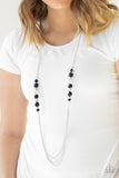 Paparazzi Native New Yorker - Black Beads - Silver Necklace and matching Earrings - Glitzygals5dollarbling Paparazzi Boutique 