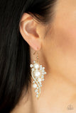 Paparazzi High-End Elegance - Gold - White Pearls and Rhinestones - Elegant Earrings - Glitzygals5dollarbling Paparazzi Boutique 
