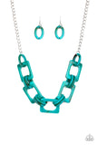 Paparazzi Sizzle Sizzle - Blue - Acrylic Links - Silver Chain Necklace and matching Earrings - Glitzygals5dollarbling Paparazzi Boutique 