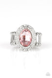 Paparazzi Fiercely Flawless - Pink Gem - White Rhinestones - Silver Ring - Glitzygals5dollarbling Paparazzi Boutique 