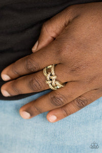 Paparazzi Can Only Go UPSCALE From Here - Brass - Golden Topaz Rhinestones - Ring - Glitzygals5dollarbling Paparazzi Boutique 