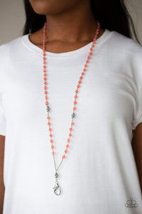 Paparazzi Tassel Takeover - Orange / Coral Lanyard - Necklace and matching Earrings - Glitzygals5dollarbling Paparazzi Boutique 