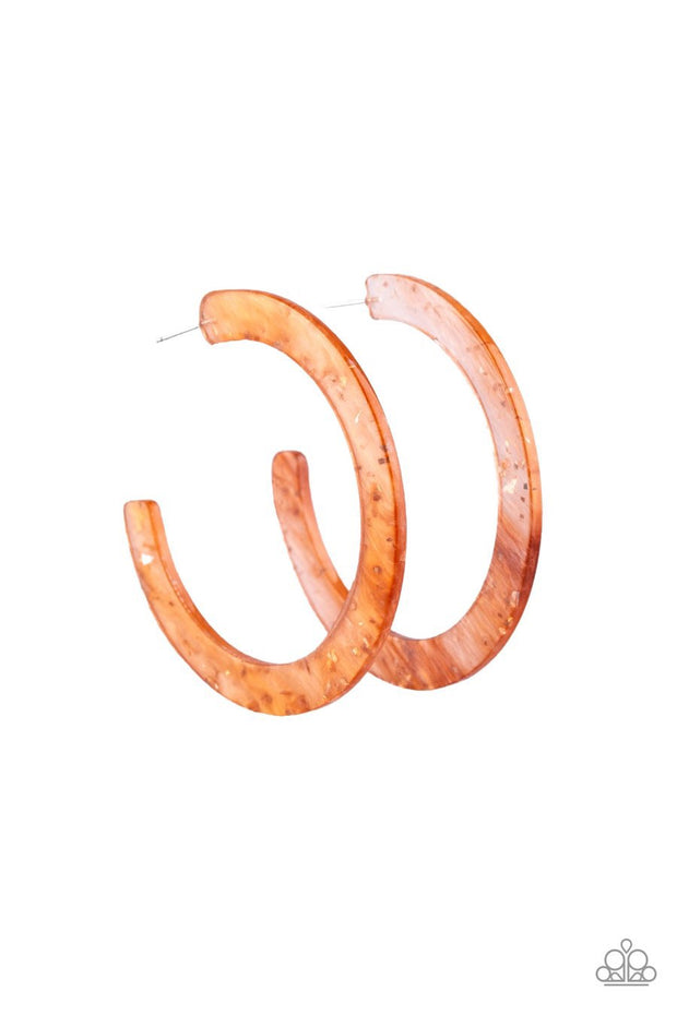 Paparazzi HAUTE Tamale - Copper - Acrylic Hoop - Earrings - Glitzygals5dollarbling Paparazzi Boutique 