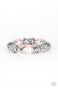 Paparazzi Uptown Tease - Pink Pearls - Silver Rhinestone Bracelet - Glitzygals5dollarbling Paparazzi Boutique 