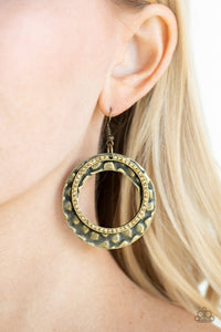 Paparazzi Cinematic Shimmer Brass Earrings - Glitzygals5dollarbling Paparazzi Boutique 