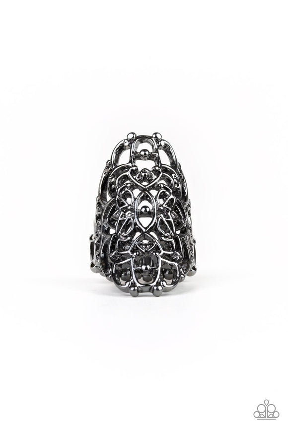 Paparazzi Mandala Magic - Black - Gunmetal Studs, Mandala - Ring - Glitzygals5dollarbling Paparazzi Boutique 