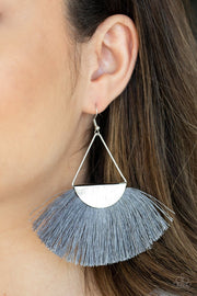 Paparazzi Modern Mayan - Silver - Gray Fringe / Thread Earrings - Glitzygals5dollarbling Paparazzi Boutique 