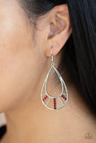 Paparazzi Line Crossing Sparkle Red Earrings - Glitzygals5dollarbling Paparazzi Boutique 