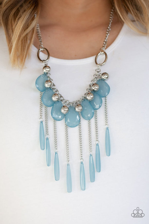 Paparazzi Roaring Riviera - Blue - Teardrops - Silver Chains - Necklace & Earrings - Glitzygals5dollarbling Paparazzi Boutique 