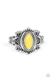 Paparazzi Tangy Texture - Yellow Bead - Silver Ornate Ring - Glitzygals5dollarbling Paparazzi Boutique 