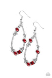 Paparazzi Quite The Collection - Red - and White Rhinestones - Teardrop Earrings - Glitzygals5dollarbling Paparazzi Boutique 