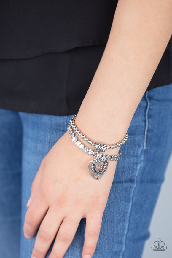 Paparazzi Think With Your Heart - Silver Bracelet - Glitzygals5dollarbling Paparazzi Boutique 