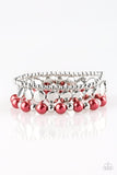 Paparazzi Girly Girl Glamour - Red Pearly Beads / Silver - Set of 3 Bracelets - Glitzygals5dollarbling Paparazzi Boutique 