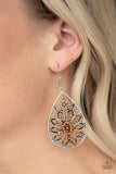 Paparazzi Flowering Finery - Orange Rhinestones - Teardrop Earrings - Glitzygals5dollarbling Paparazzi Boutique 