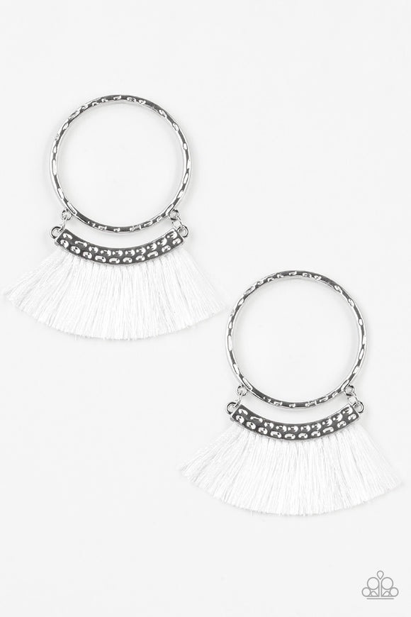 This is Sparta! White Post Earrings - Glitzygals5dollarbling Paparazzi Boutique 