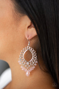 Paparazzi Just Say NOIR - Pink - Silver Earrings - Glitzygals5dollarbling Paparazzi Boutique 