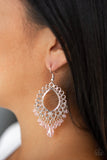 Paparazzi Just Say NOIR - Pink - Silver Earrings - Glitzygals5dollarbling Paparazzi Boutique 