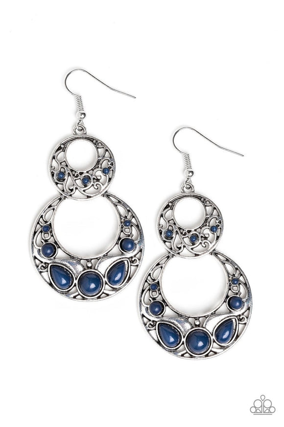 Paparazzi West Coast Whimsical - Blue - Two Shimmery Silver Hoops Earrings - Glitzygals5dollarbling Paparazzi Boutique 