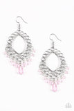 Paparazzi Just Say NOIR - Pink - Silver Earrings - Glitzygals5dollarbling Paparazzi Boutique 