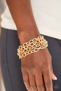 Paparazzi Fast Ball - Gold - 4 Strands of Bold Silver Chains - Adjustable Bracelet - Glitzygals5dollarbling Paparazzi Boutique 
