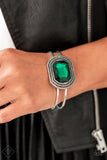 Paparazzi Heirloom Highness - Green Gem - Hinged Bracelet - Fashion Fix Exclusive December 2019 - Glitzygals5dollarbling Paparazzi Boutique 