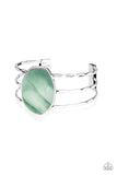 Paparazzi Canyon Dream - Green - Faux Rock Acrylic - Hammered Silver Bars - Cuff Bracelet - Glitzygals5dollarbling Paparazzi Boutique 
