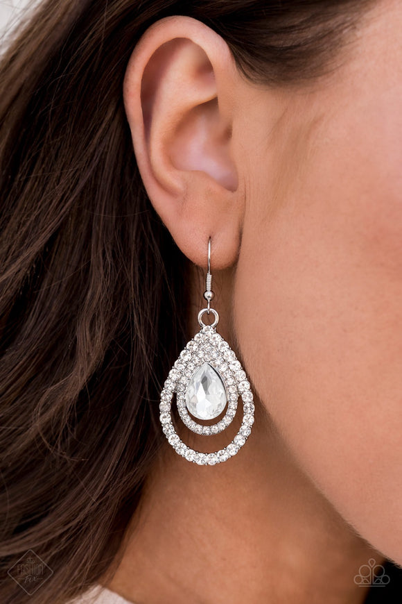 Paparazzi So The Story GLOWS - White Earrings - Glitzygals5dollarbling Paparazzi Boutique 