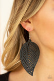 Paparazzi Amazon Zen - Black Leaf Wooden Earrings - Glitzygals5dollarbling Paparazzi Boutique 