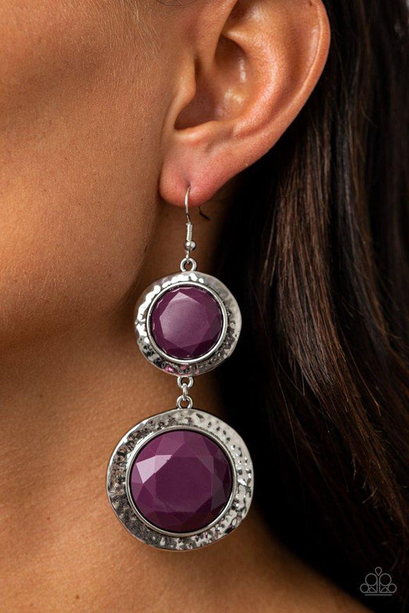 Paparazzi Earring ~ Thrift Shop Stop - Purple - Glitzygals5dollarbling Paparazzi Boutique 