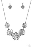 Paparazzi Rosy Rosette - Black Gunmetal - Necklace and matching Earrings - Glitzygals5dollarbling Paparazzi Boutique 