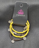 Paparazzi WOODn't Count It - Yellow - Set of 4 Stretchy Bands Bracelet - Glitzygals5dollarbling Paparazzi Boutique 