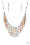 Paparazzi Harlem Hideaway - Orange Beads - Silver Necklace & Earrings - Glitzygals5dollarbling Paparazzi Boutique 