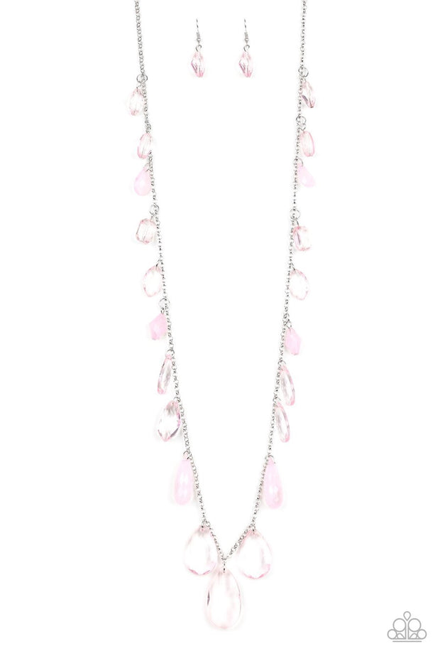 Paparazzi GLOW And Steady Wins The Race - Pink - Necklace and matching Earrings - Glitzygals5dollarbling Paparazzi Boutique 