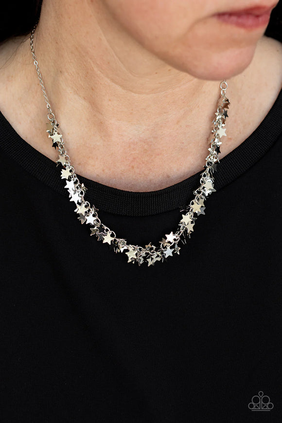 Starry Anthem Silver ~ Paparazzi Necklace - Glitzygals5dollarbling Paparazzi Boutique 