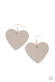 Paparazzi Country Crush - Silver - Gray Leather Heart Earrings - Glitzygals5dollarbling Paparazzi Boutique 