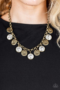 Paparazzi Spot On Sparkle - Brass - Necklace & Earrings - Glitzygals5dollarbling Paparazzi Boutique 
