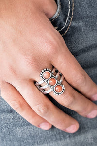 Paparazzi Rio Trio - Orange Bead - Silver Ring - Glitzygals5dollarbling Paparazzi Boutique 