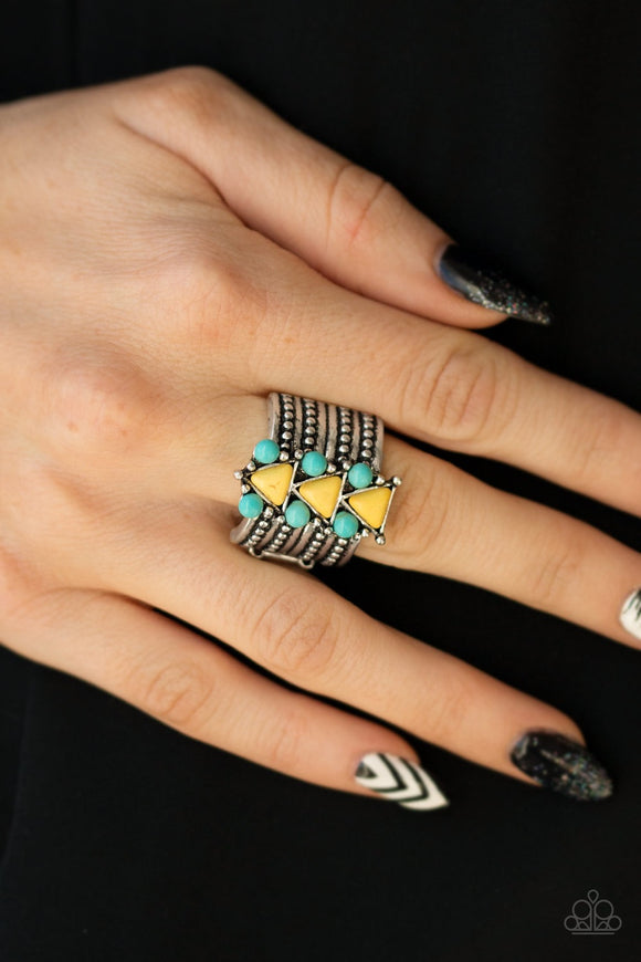 Paparazzi Point Me to Phoenix Yellow Turquoise Ring - Glitzygals5dollarbling Paparazzi Boutique 