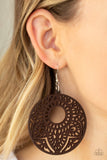 Paparazzi Mandala Mambo Brown Wooden Earrings - Glitzygals5dollarbling Paparazzi Boutique 