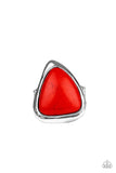 Paparazzi Stone Scene - Red Stone - Triangle Silver Frame - Ring - Glitzygals5dollarbling Paparazzi Boutique 