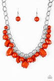 Paparazzi Gorgeously Globetrotter - Orange - Double Silver Chain Necklace & Earrings - Glitzygals5dollarbling Paparazzi Boutique 