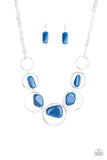 Paparazzi Travel Log - Blue - Galaxy Rock Beads - Silver Hoops - Necklace and matching Earrings - Glitzygals5dollarbling Paparazzi Boutique 